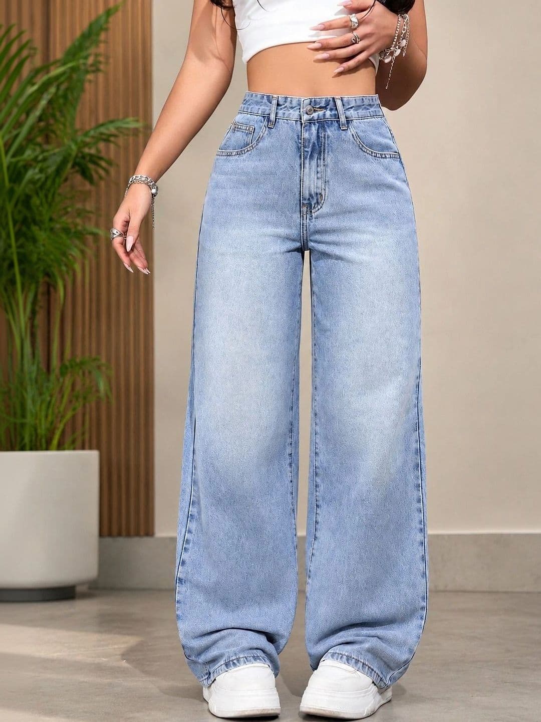 DENIMLOOK Women Flared High-Rise Casual Light Fade Jeans - view 1