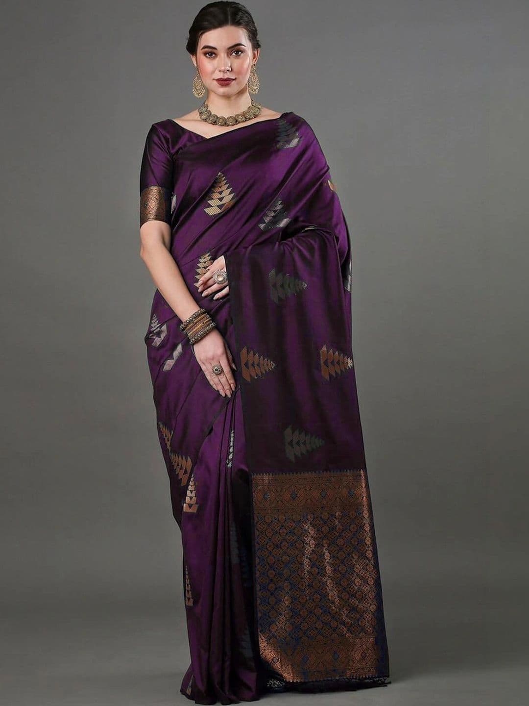 revika Women Woven Design Zari Art Silk Designer Kanjeevaram Saree - view 1