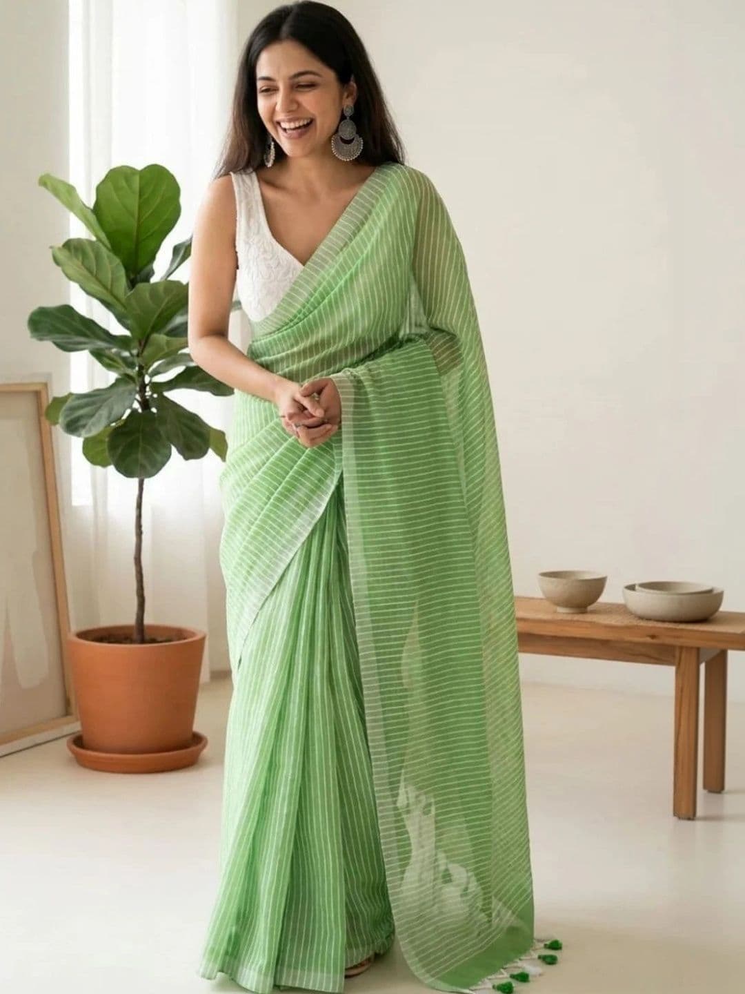 MRSWEARS Striped Saree - view 1