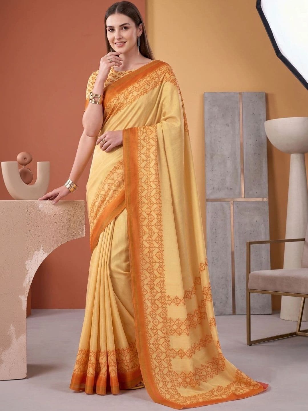 BORAD FASHION Designer Chanderi Saree - view 1