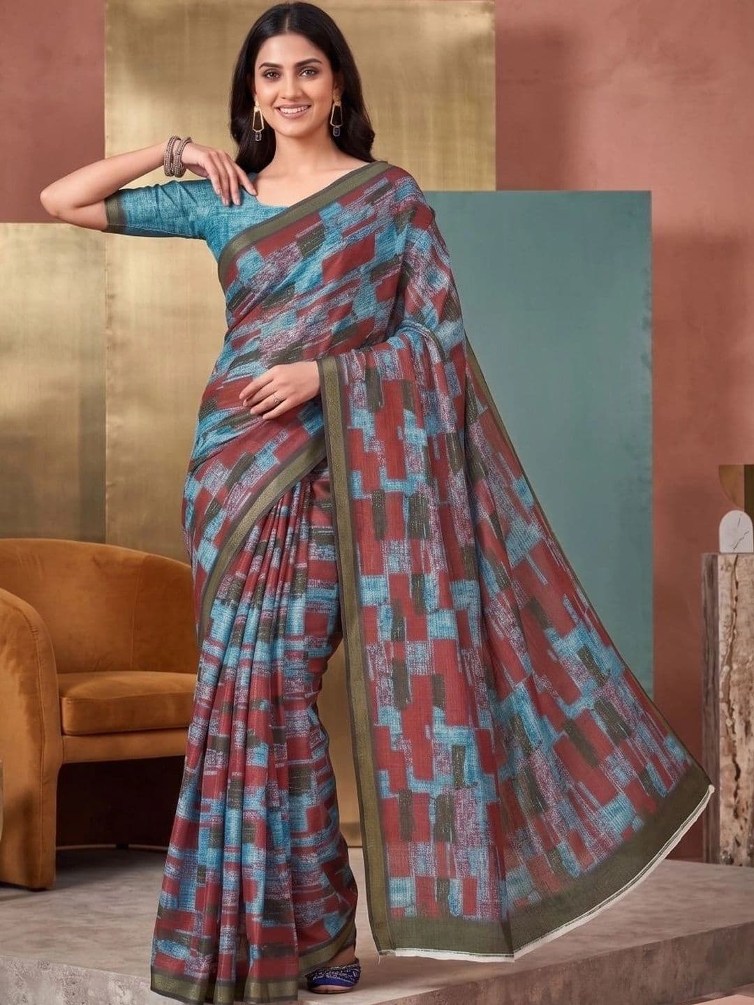 BORAD FASHION Designer Chanderi Saree - view 1