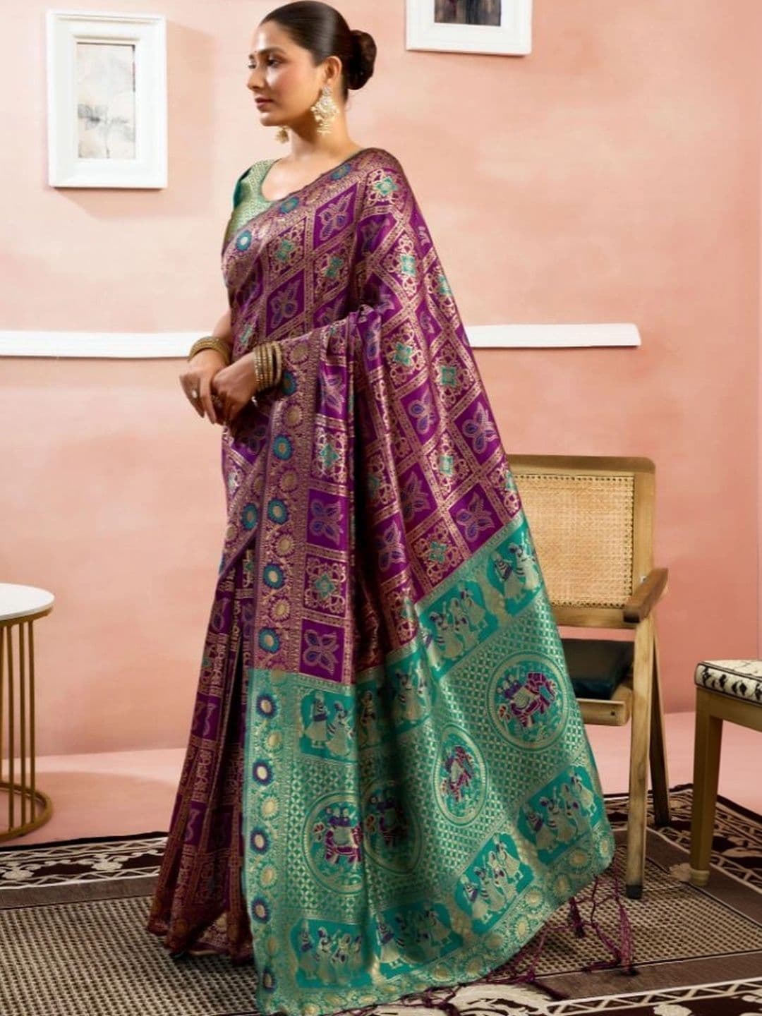 revika Woven Design Zari Art Silk Designer Kanjeevaram Saree thumbnail 4