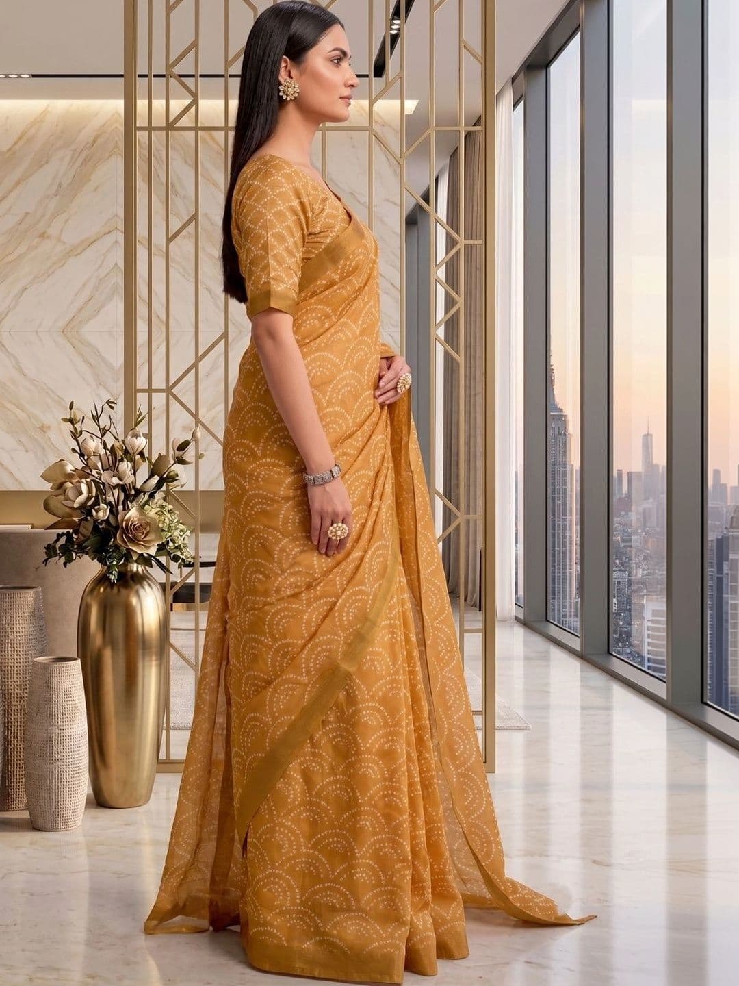 BORAD FASHION Bandhani Designer Chanderi Saree thumbnail 2