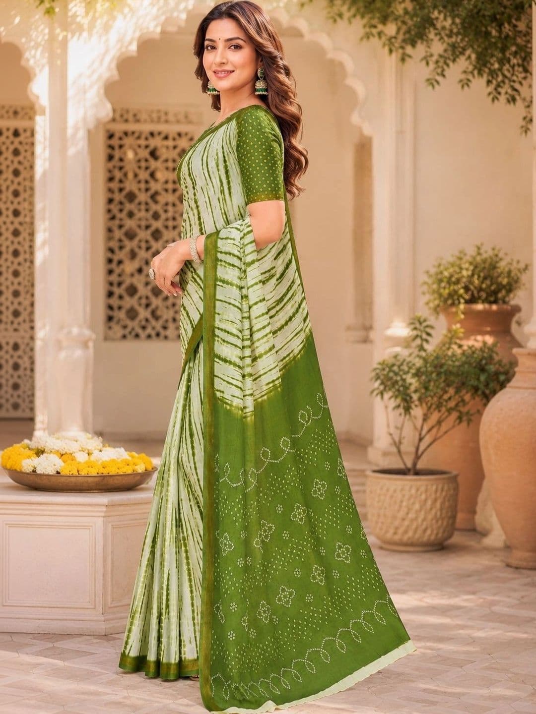 BORAD FASHION  women Striped Designer Chanderi Saree thumbnail 3