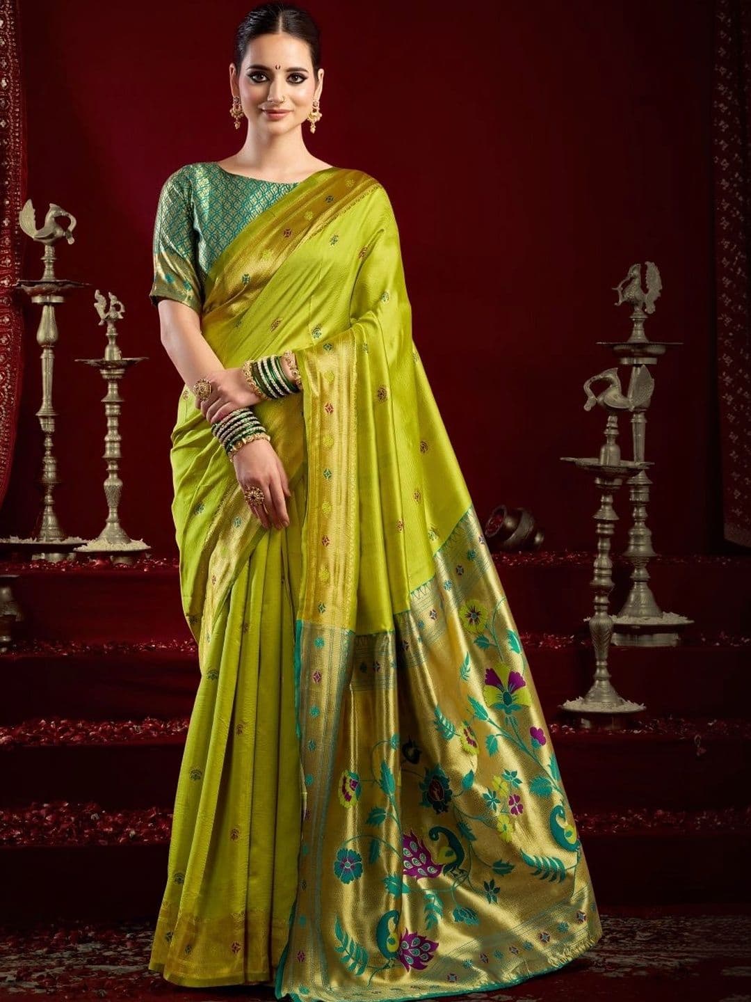 BORAD FASHION Woven Design Zari Silk Blend Designer Paithani Saree - view 1