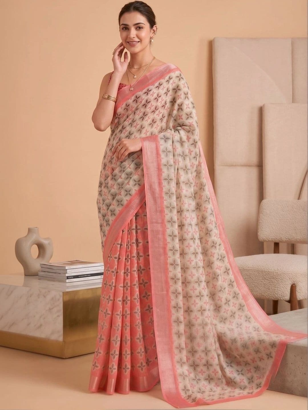 BORAD FASHION Women Designer Chanderi Saree thumbnail 2