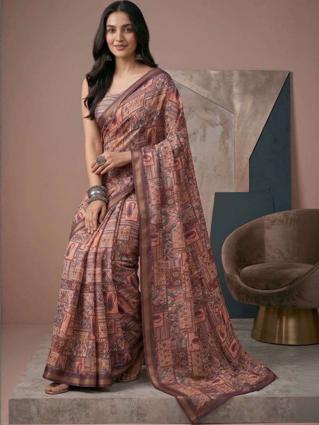 BORAD FASHION Kalamkari Designer Chanderi Saree thumbnail 3