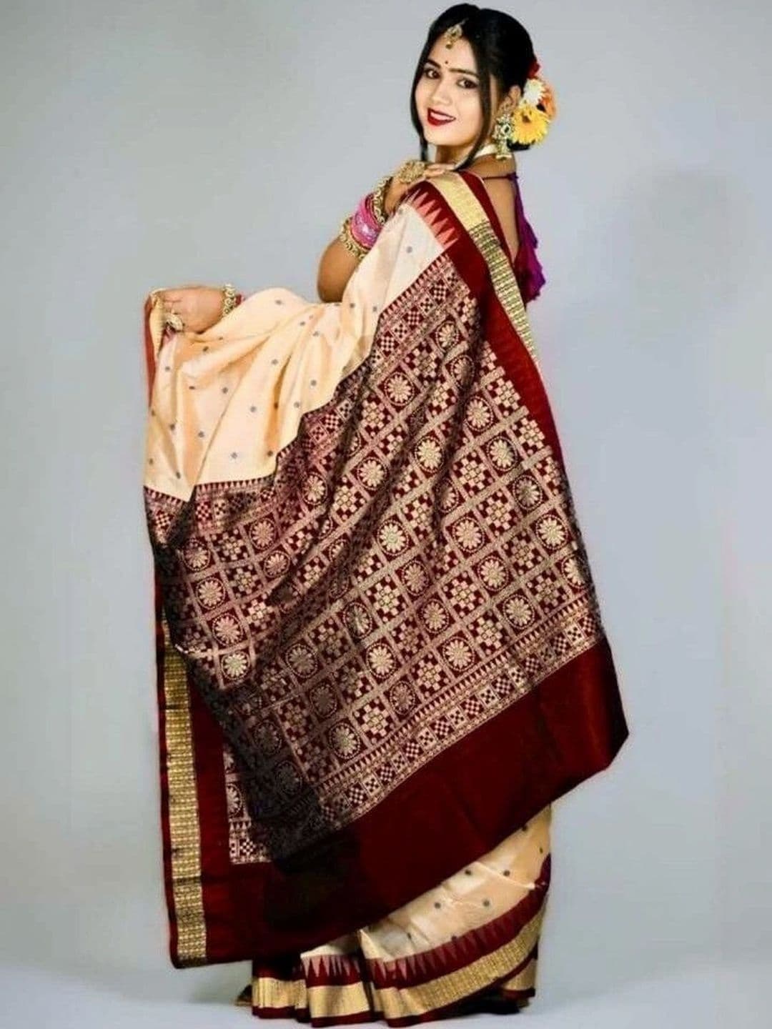 Silk Loomluxe Woven Design Zari Art Silk Sambalpuri Saree thumbnail 5
