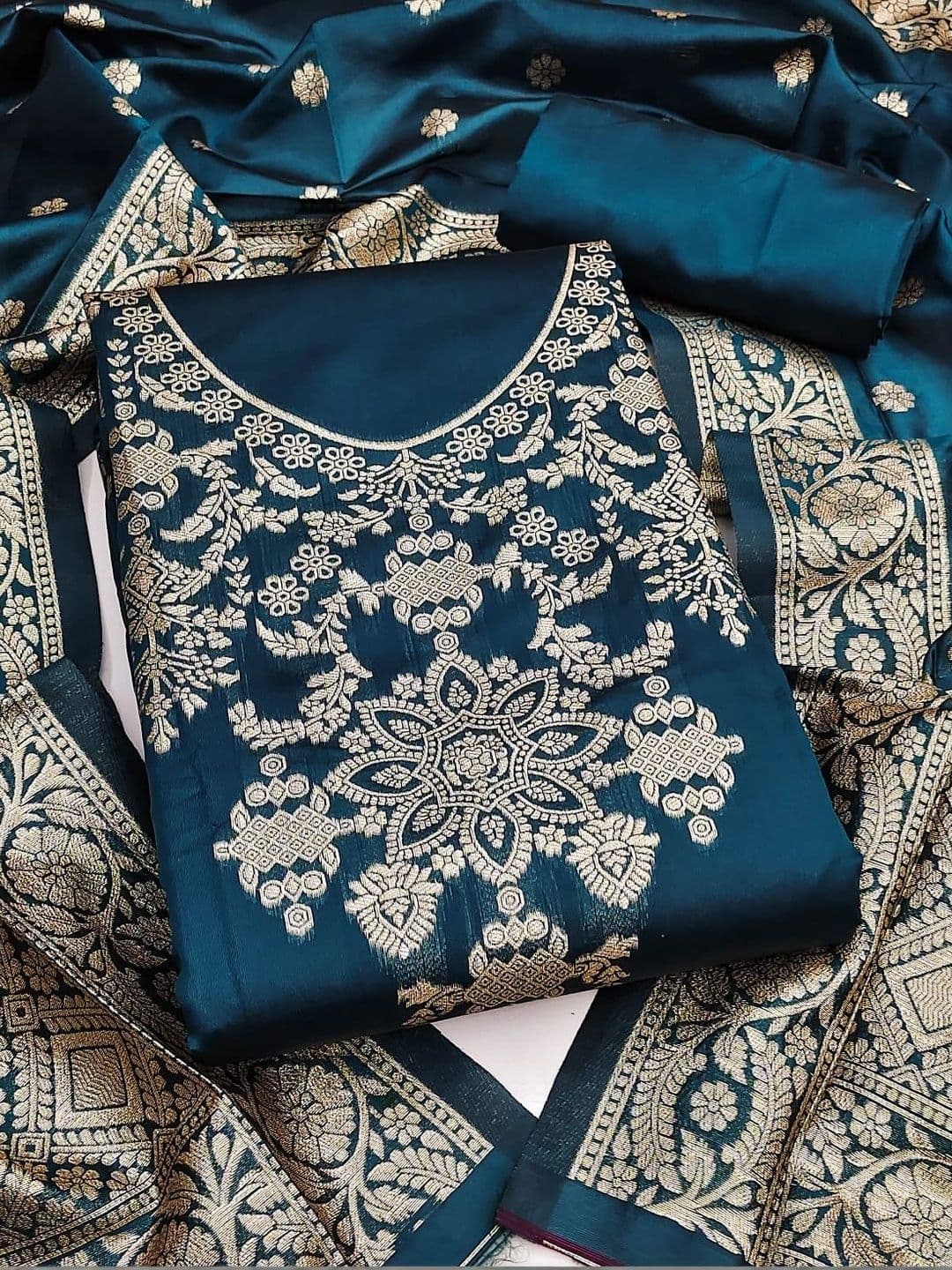Milvia Art Silk Unstitched Dress Material - view 1