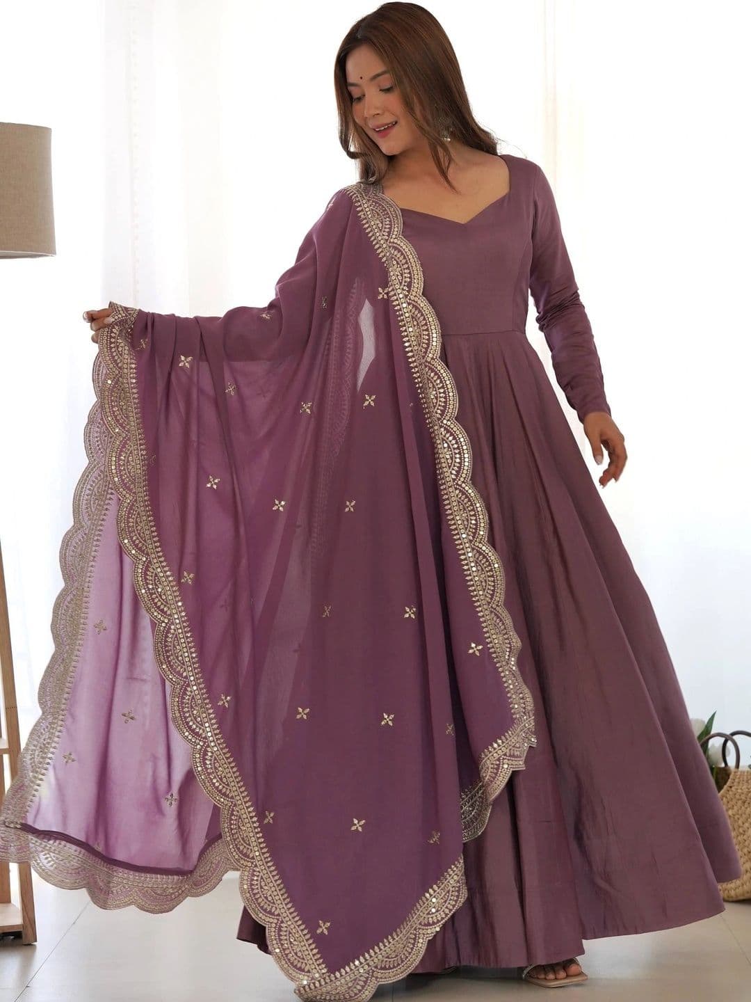 SAJAVAT ETHENIC WEAR Women Regular Chanderi Silk Kurta with Pyjamas & With Dupatta thumbnail 2