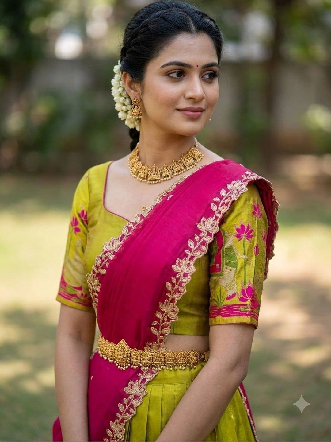 Fabcartz Embroidered Thread Work Semi-Stitched Lehenga & Unstitched Blouse With Dupatta thumbnail 3