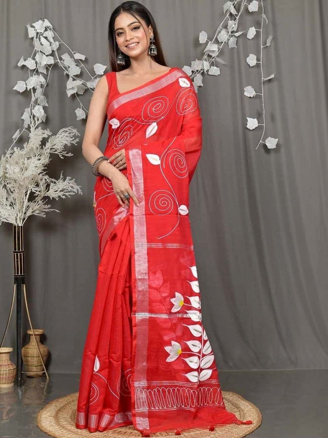 RoyBoni Floral Pure Cotton Taant Saree - view 1