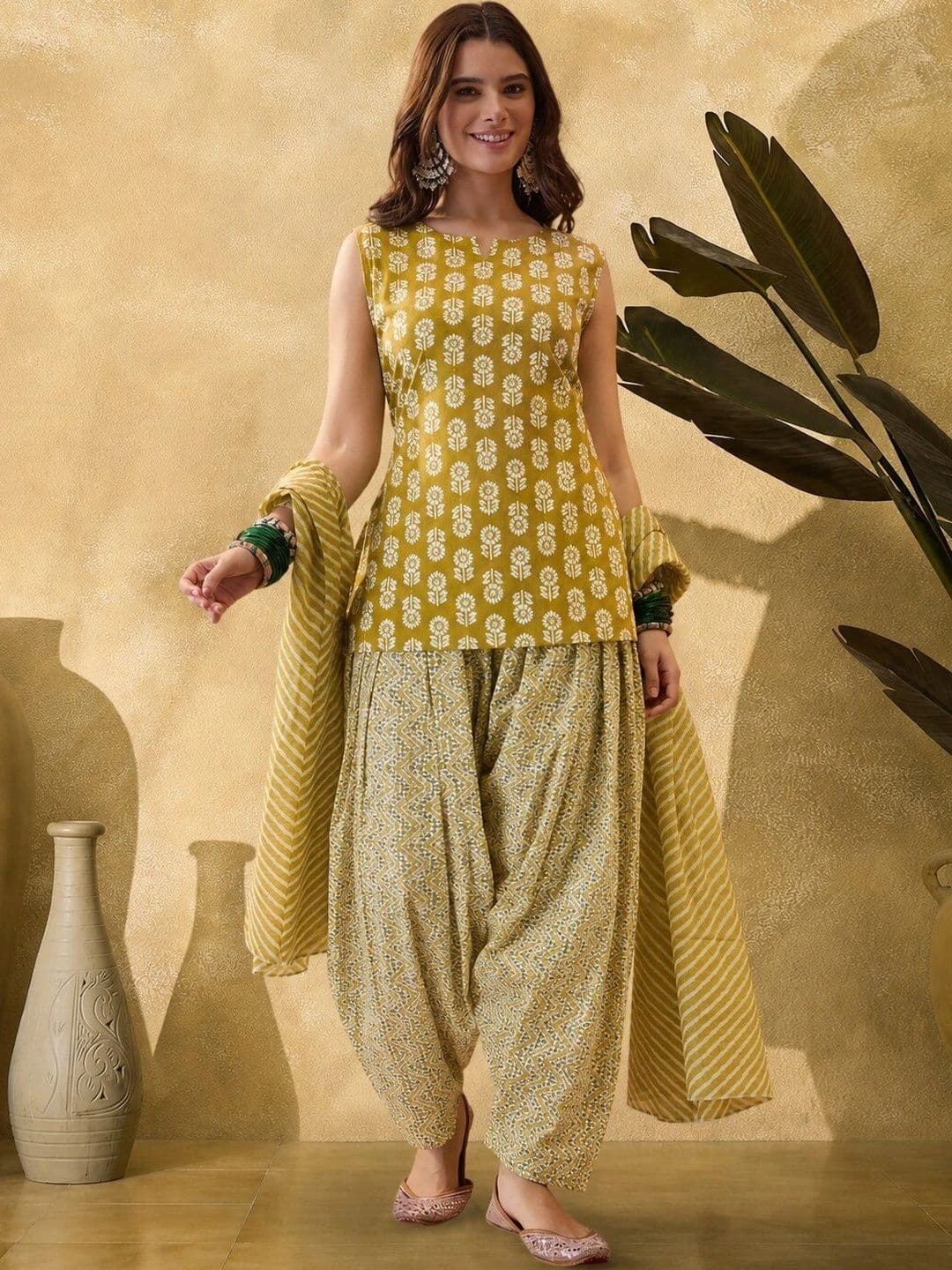 Anouk Women Ethnic Motifs Printed Regular Pure Cotton Kurta with Patiala & With Dupatta - view 1