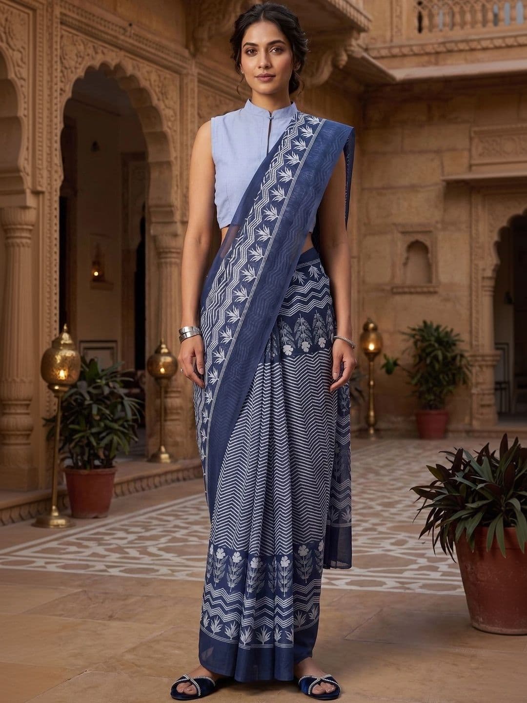 BORAD FASHION Floral Designer Chanderi Saree thumbnail 4