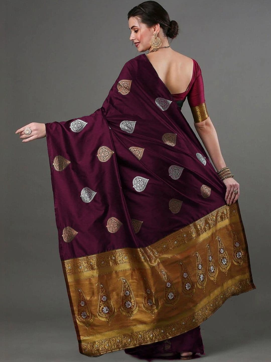 revika Woven Design Zari Art Silk Designer Kanjeevaram Saree thumbnail 3