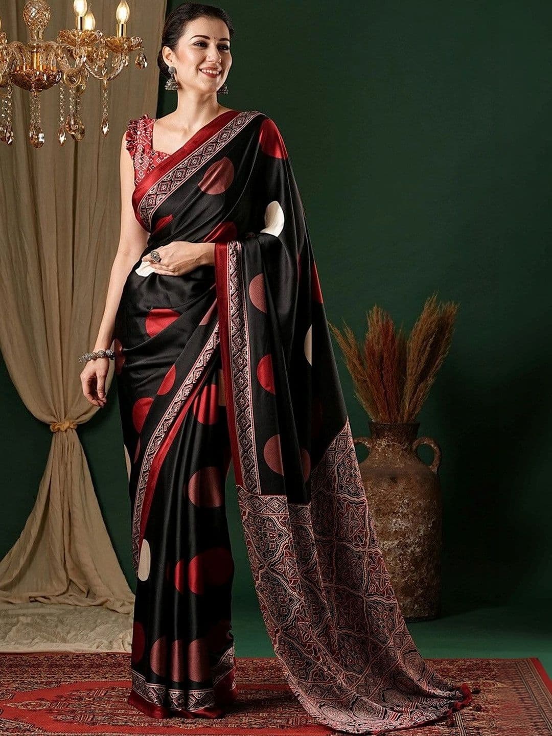 KALINI Woman Floral Mirror Work Silk Blend Heavy Work Mysore Silk Saree - view 1