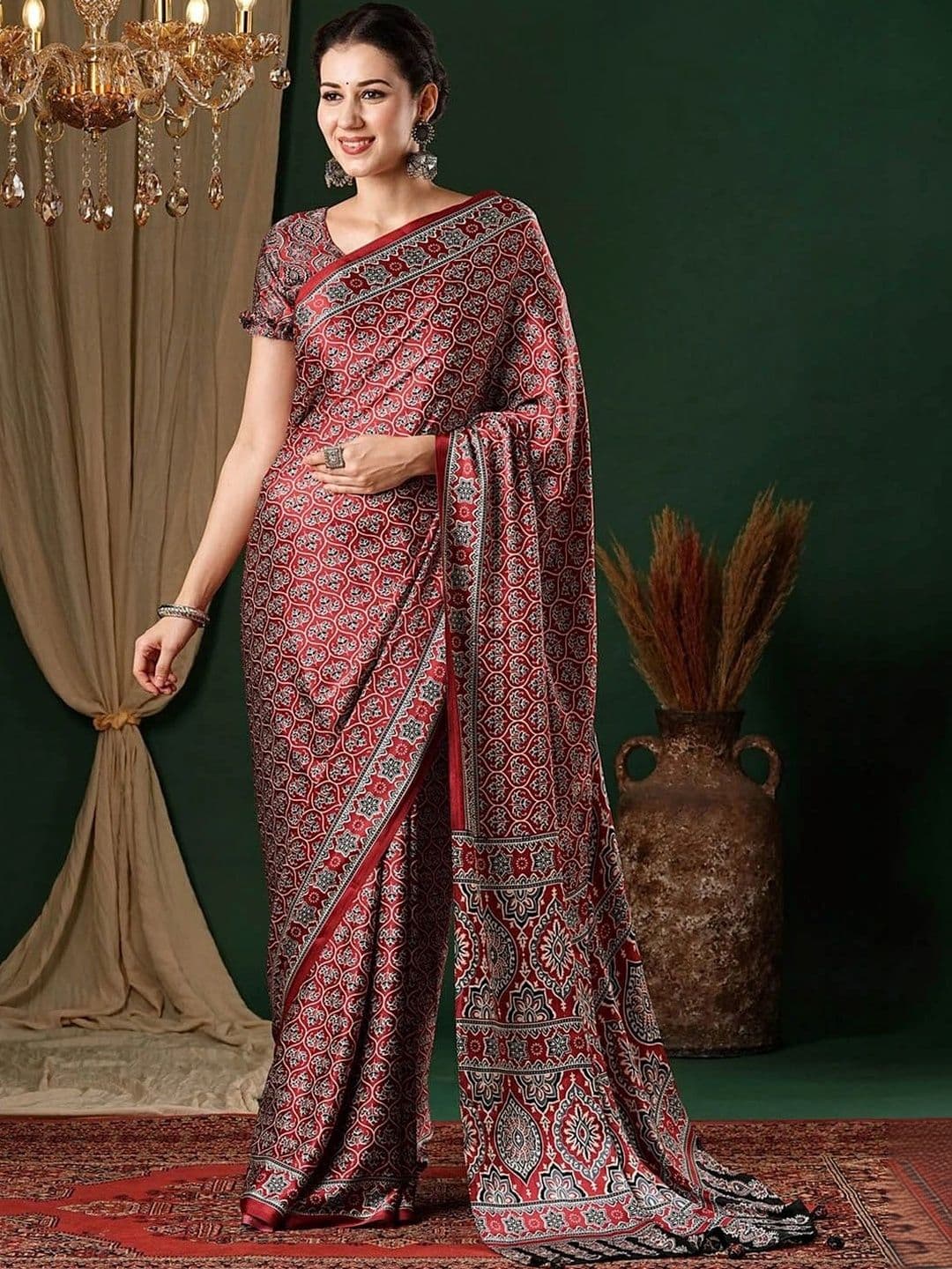 KALINI Mirror Work Silk Blend Heavy Work Mysore Silk Saree - view 1