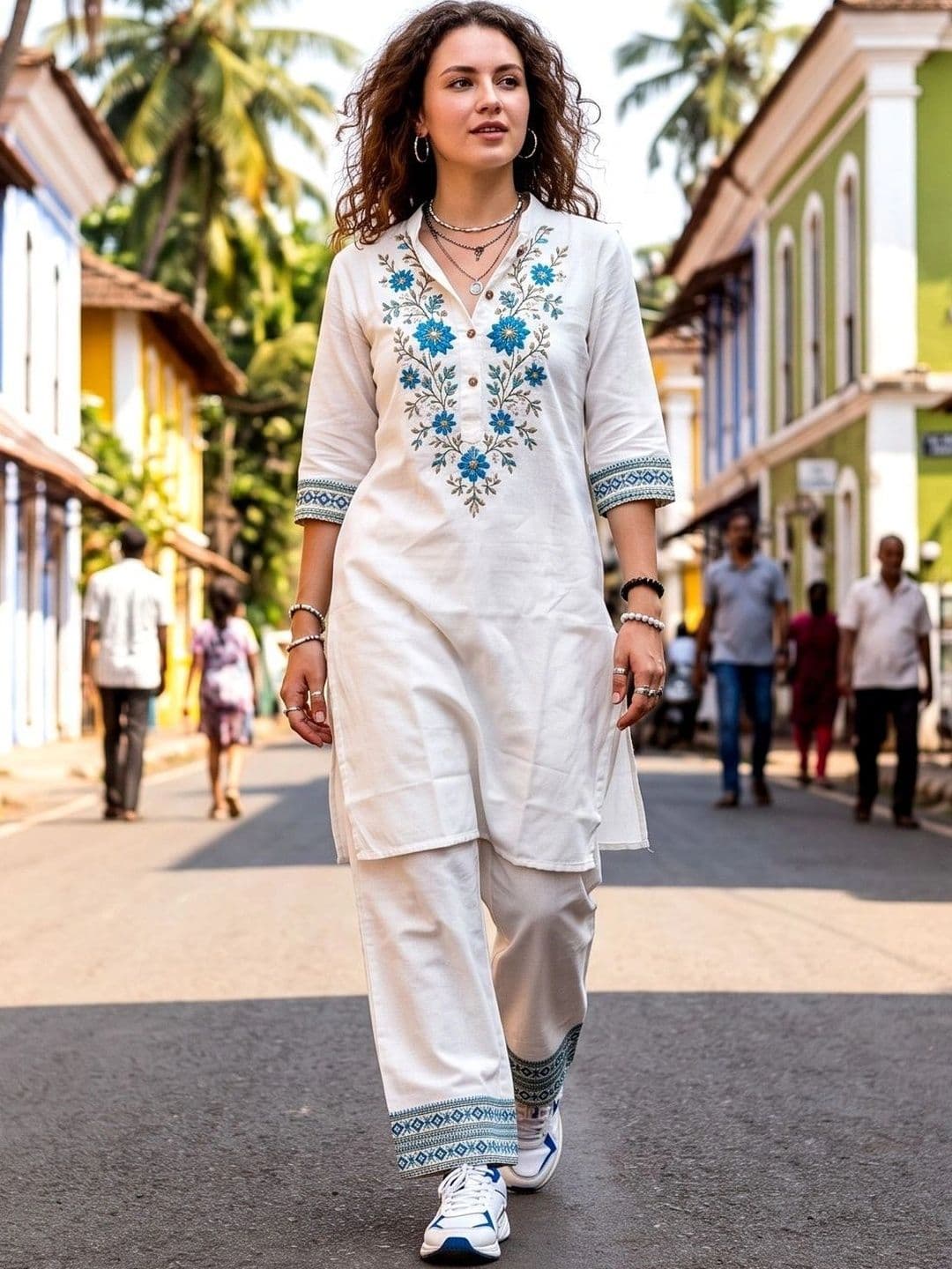 Laasika Embroidered Tunic with Trousers - view 1