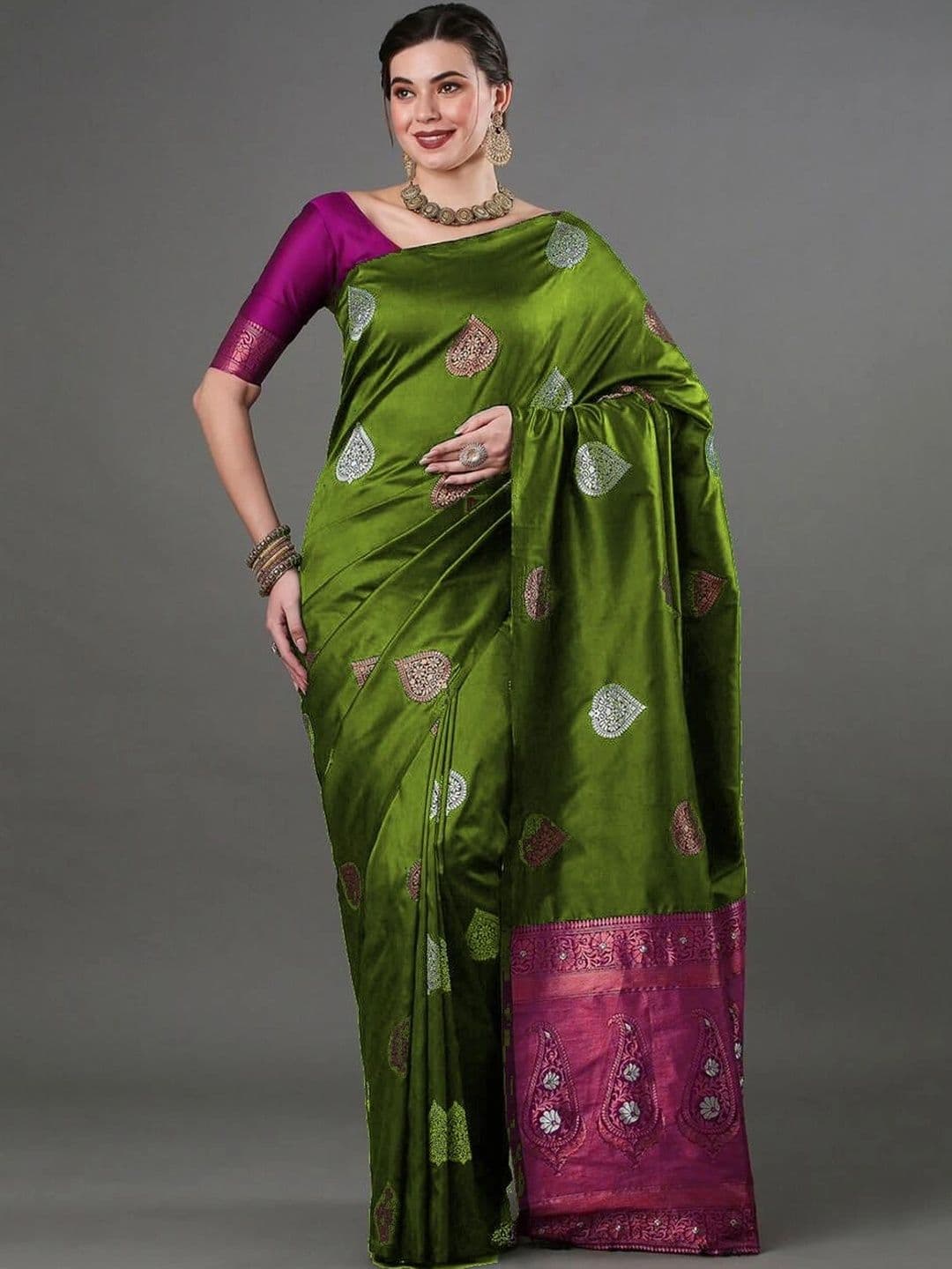 revika Woven Design Zari Art Silk Designer Kanjeevaram Saree - view 1