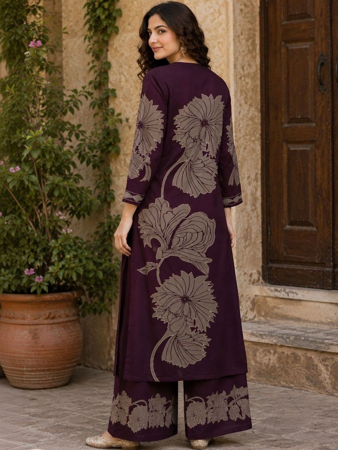 Hunaiza Women Floral Printed Regular Kurta with Palazzos thumbnail 2