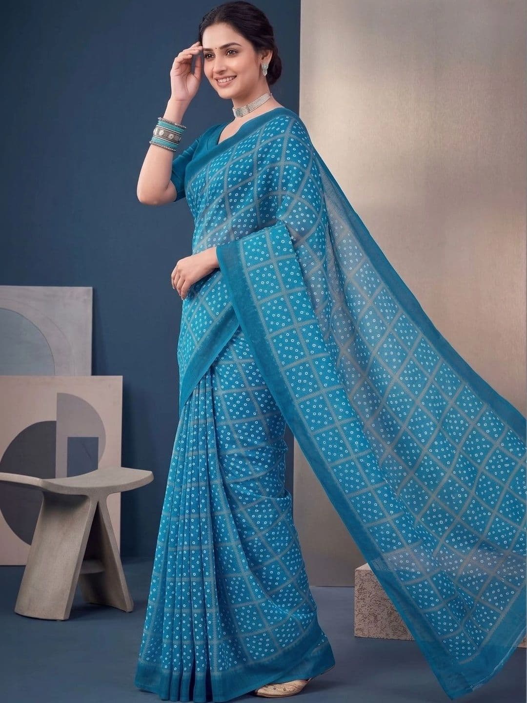 BORAD FASHION Bandhani Designer Chanderi Saree thumbnail 3