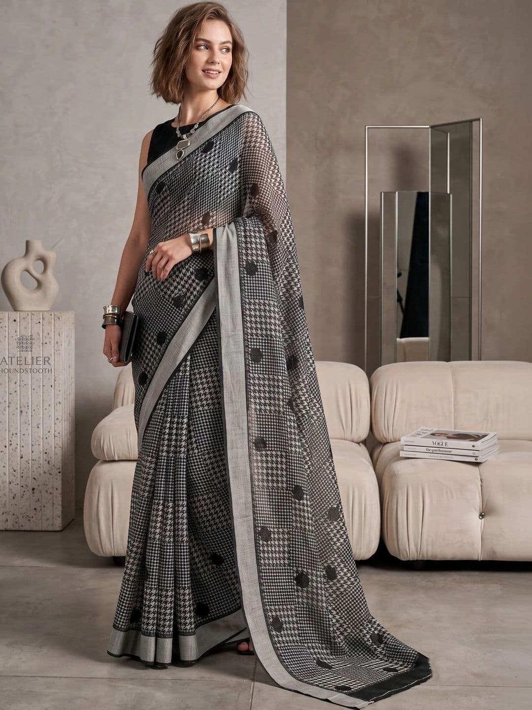 BORAD FASHION Women Designer Chanderi Saree thumbnail 3