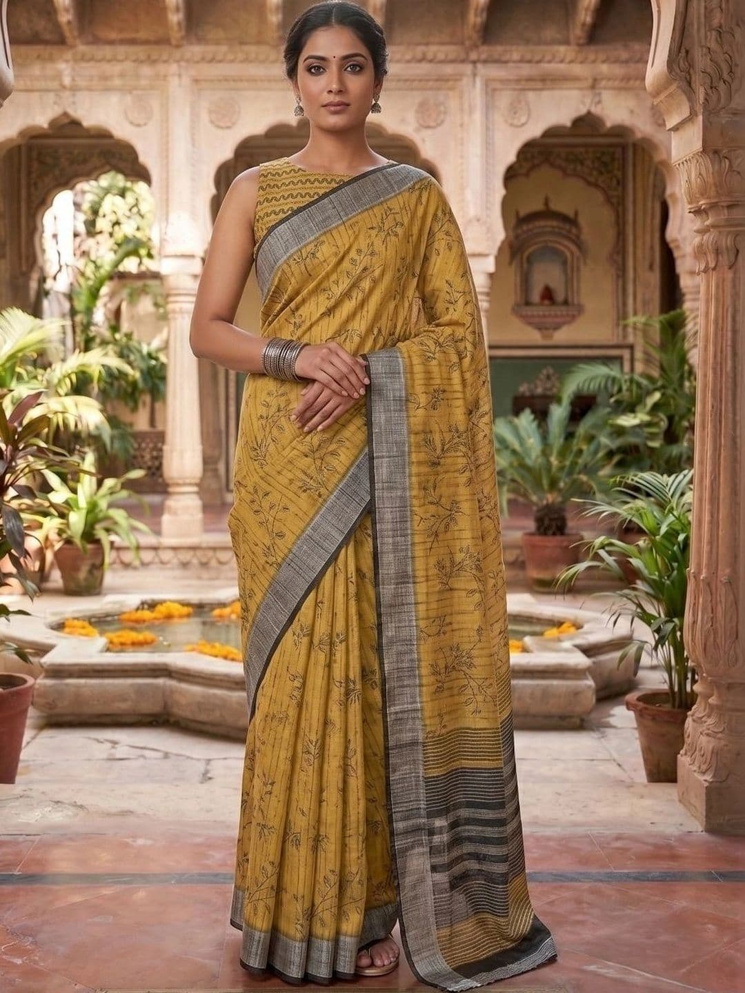 BORAD FASHION Floral Designer Chanderi Saree - view 1