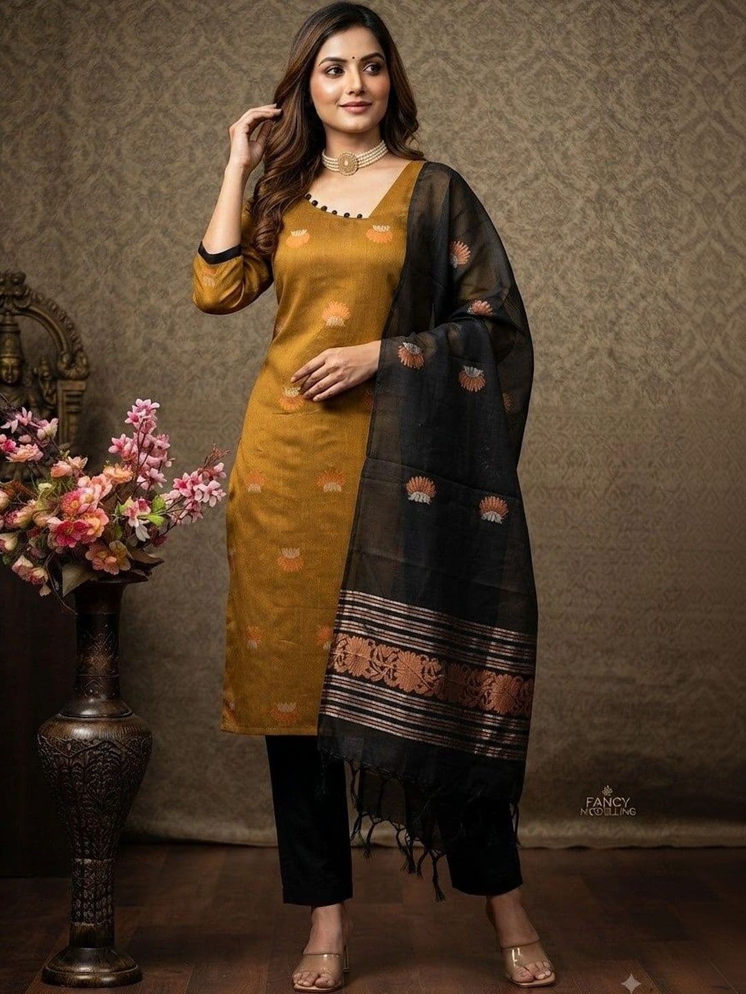 ZARVELA Women Ethnic Motifs Regular Kurta with Trousers & With Dupatta - view 1