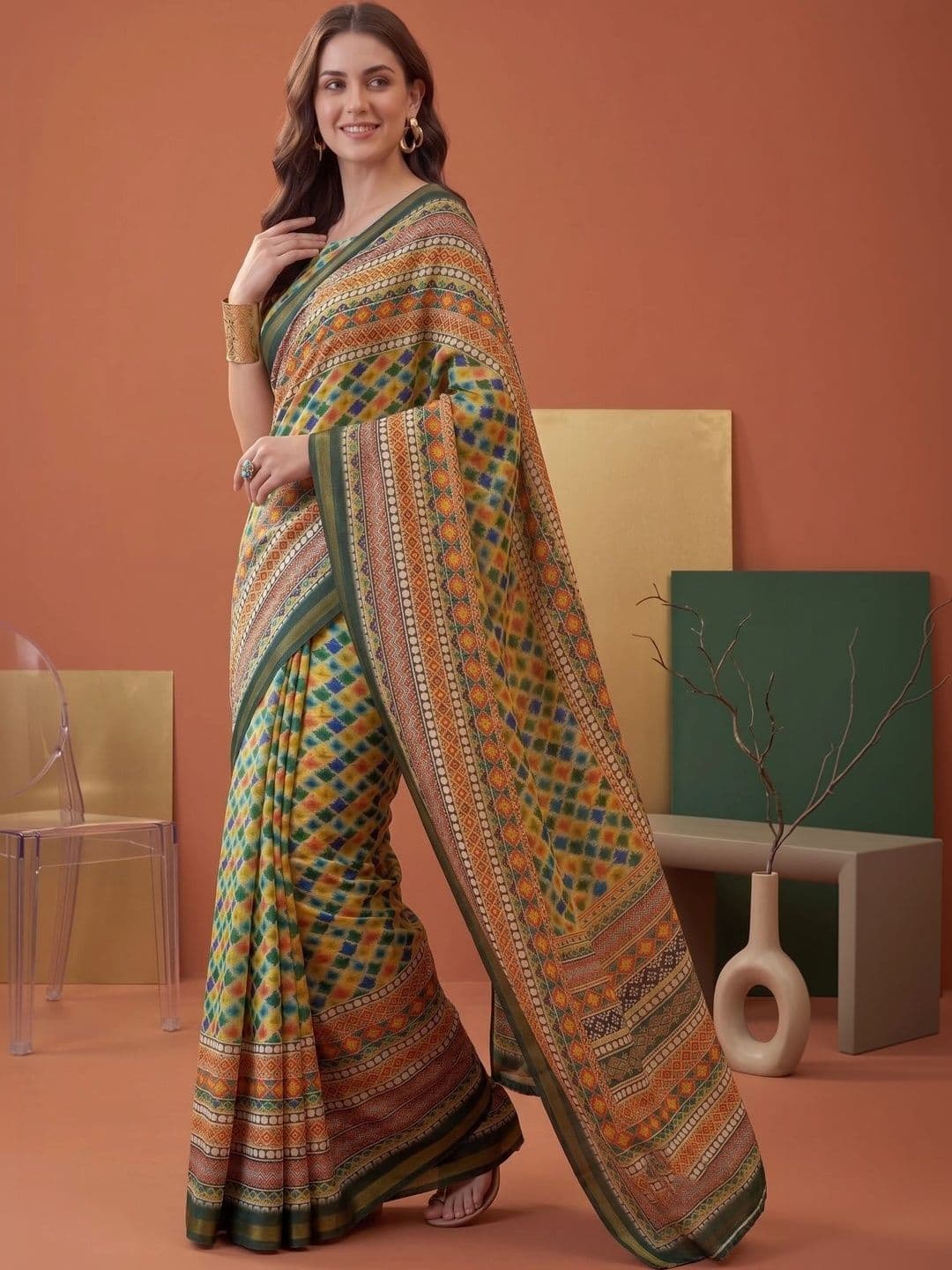 BORAD FASHION Bandhani Designer Chanderi Saree thumbnail 3
