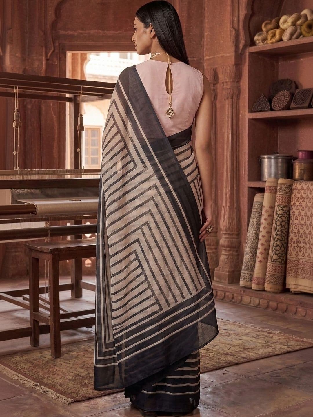 BORAD FASHION Designer Chanderi Saree thumbnail 3