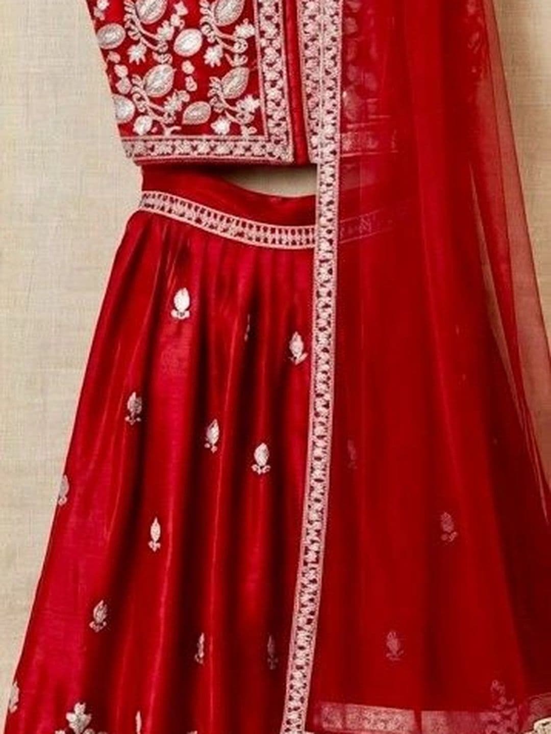 Smuktar garments EmbroideredV-Neck Lehenga & Blouse With Dupatta thumbnail 5