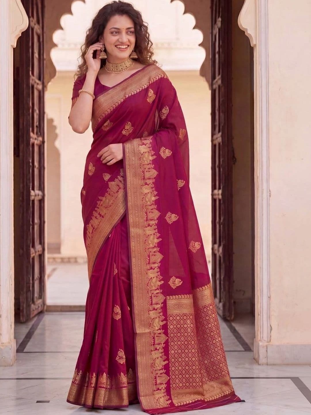 revika Woven Design Zari Art Silk Designer Kanjeevaram Saree thumbnail 5