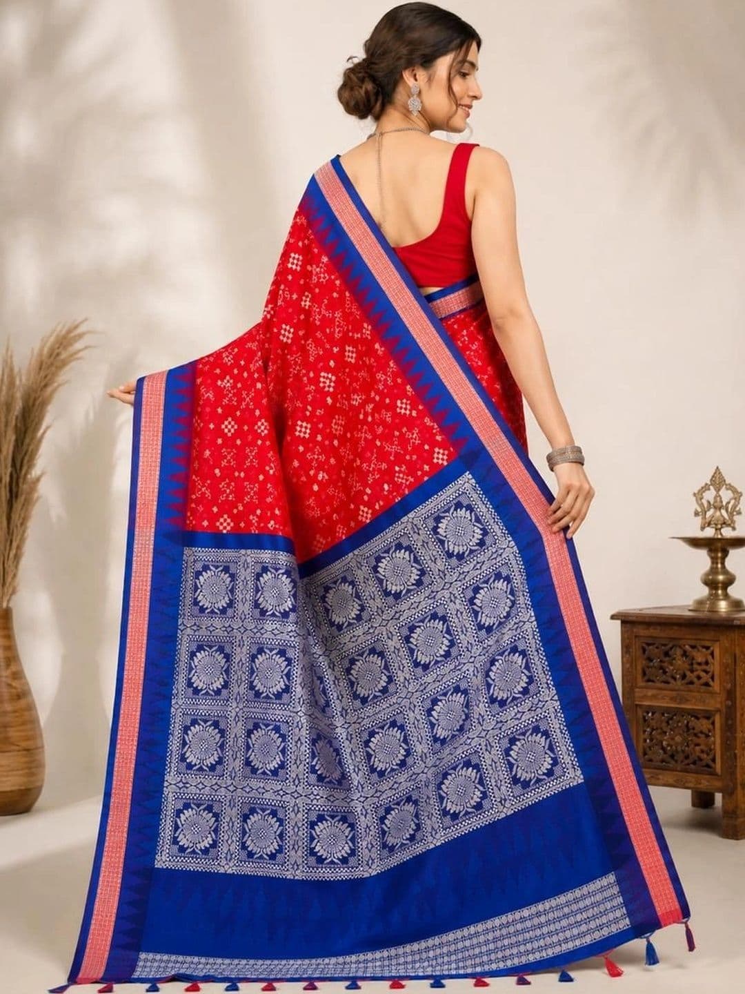 saree destination Woven Design Zari Art Silk Sambalpuri Saree thumbnail 4