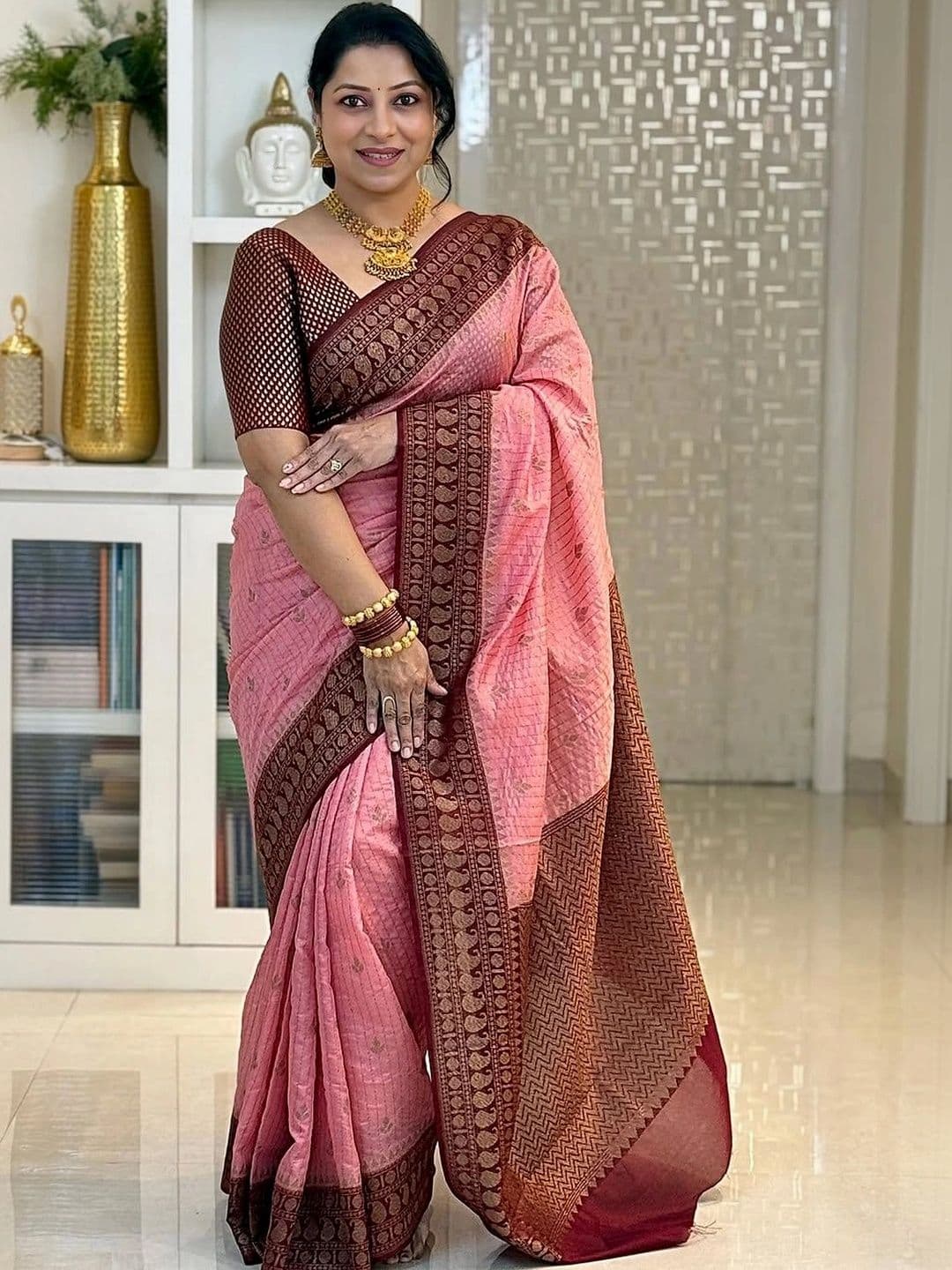 HERE&NOW Zari Silk Blend Banarasi Saree - view 1