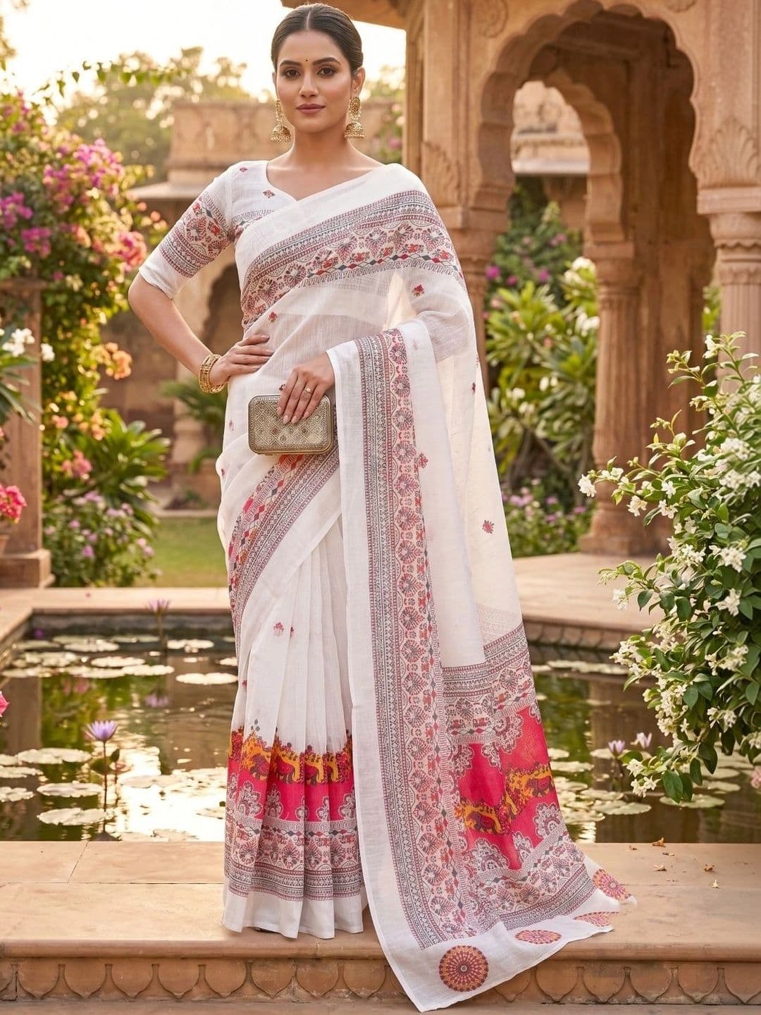 BORAD FASHION Floral Designer Chanderi Saree - view 1