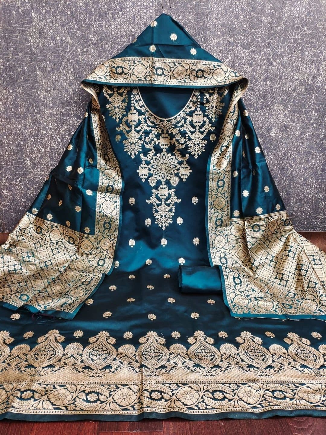 Milvia Art Silk Unstitched Dress Material thumbnail 2