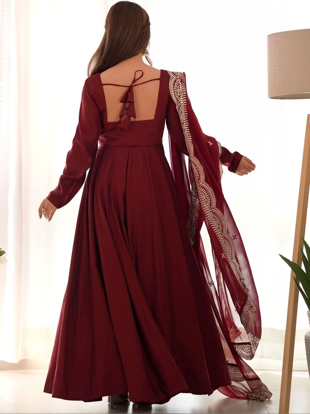 SAJAVAT ETHENIC WEAR Women  Chanderi Silk Kurta with Trousers & With Dupatta thumbnail 3