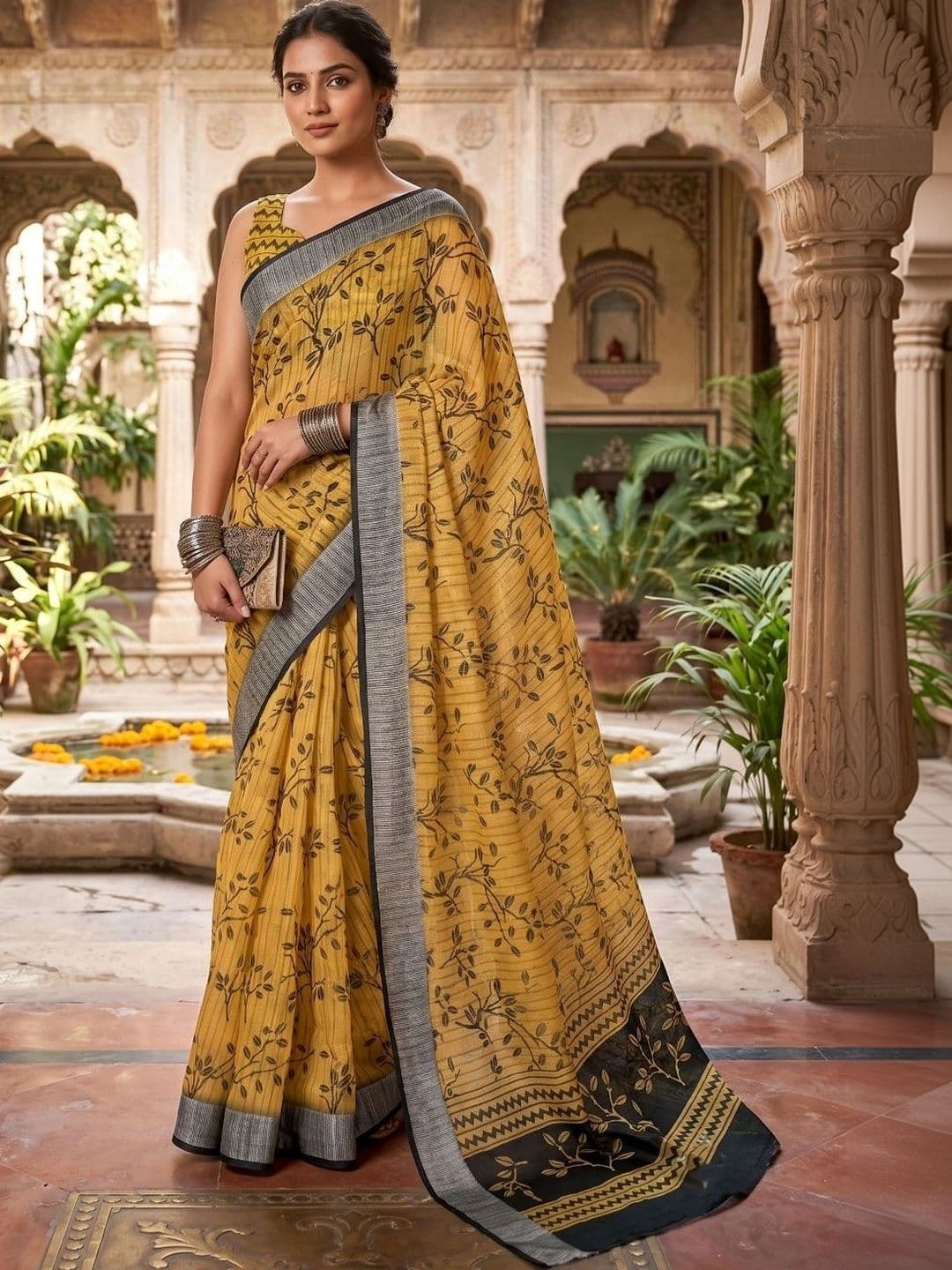 BORAD FASHION Floral Designer Chanderi Saree thumbnail 3