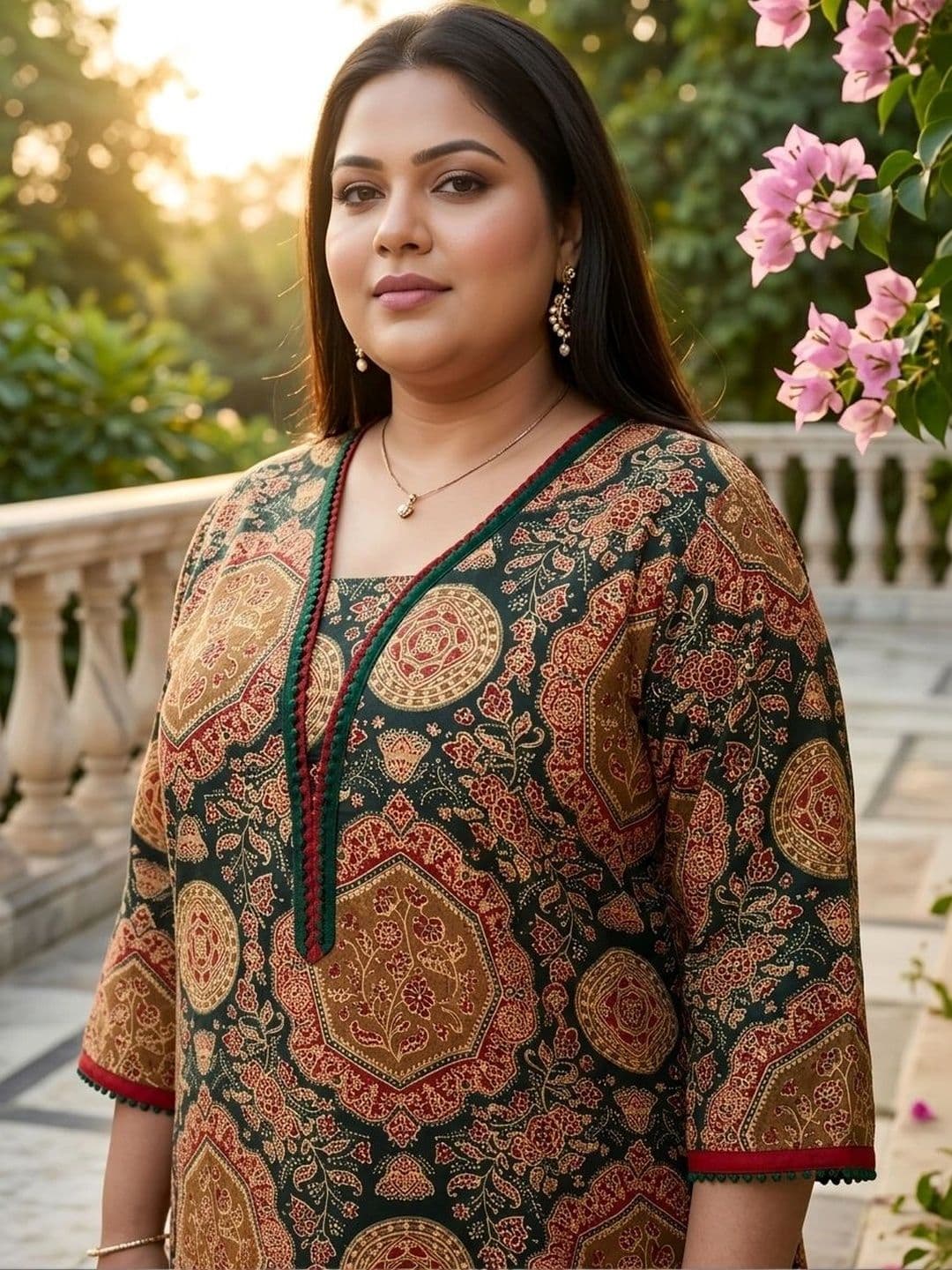 KALINI Women Ethnic Motifs Printed Thread Work Indie Prints Kurta thumbnail 4