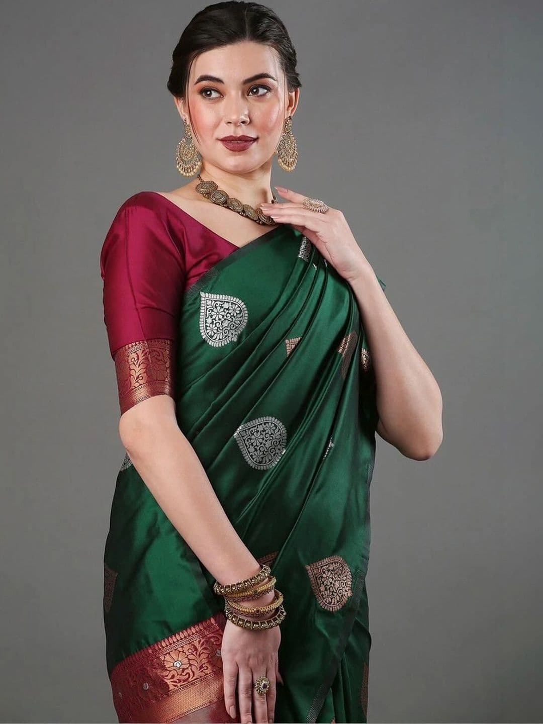 revika Woven Design Zari Art Silk Designer Kanjeevaram Saree thumbnail 3