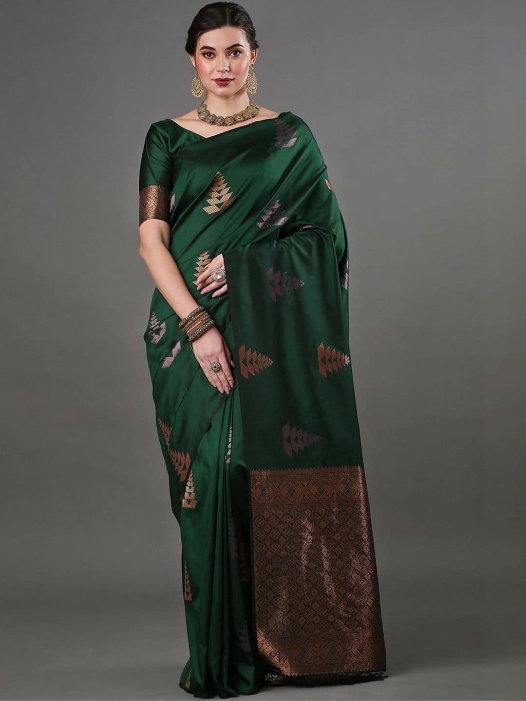 HERE&NOW Woven Design Zari Silk Blend Banarasi Saree thumbnail 2
