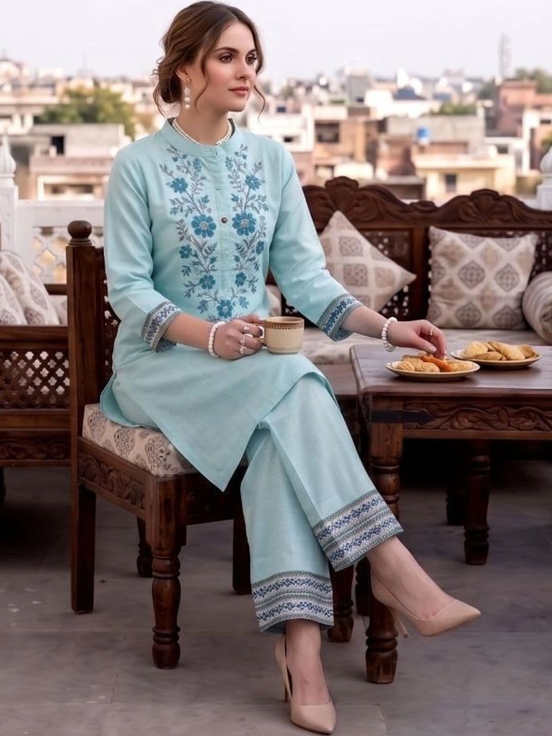 Laasika Embroidered Tunic with Trousers thumbnail 3
