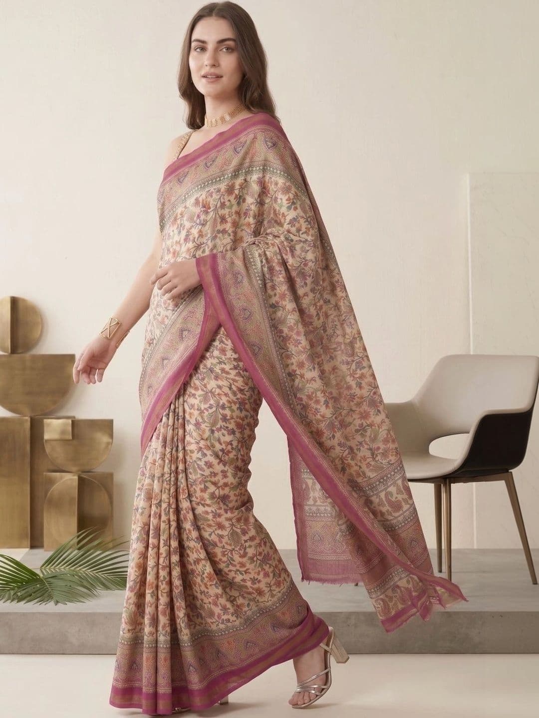 BORAD FASHION Floral Designer Chanderi Saree - view 1