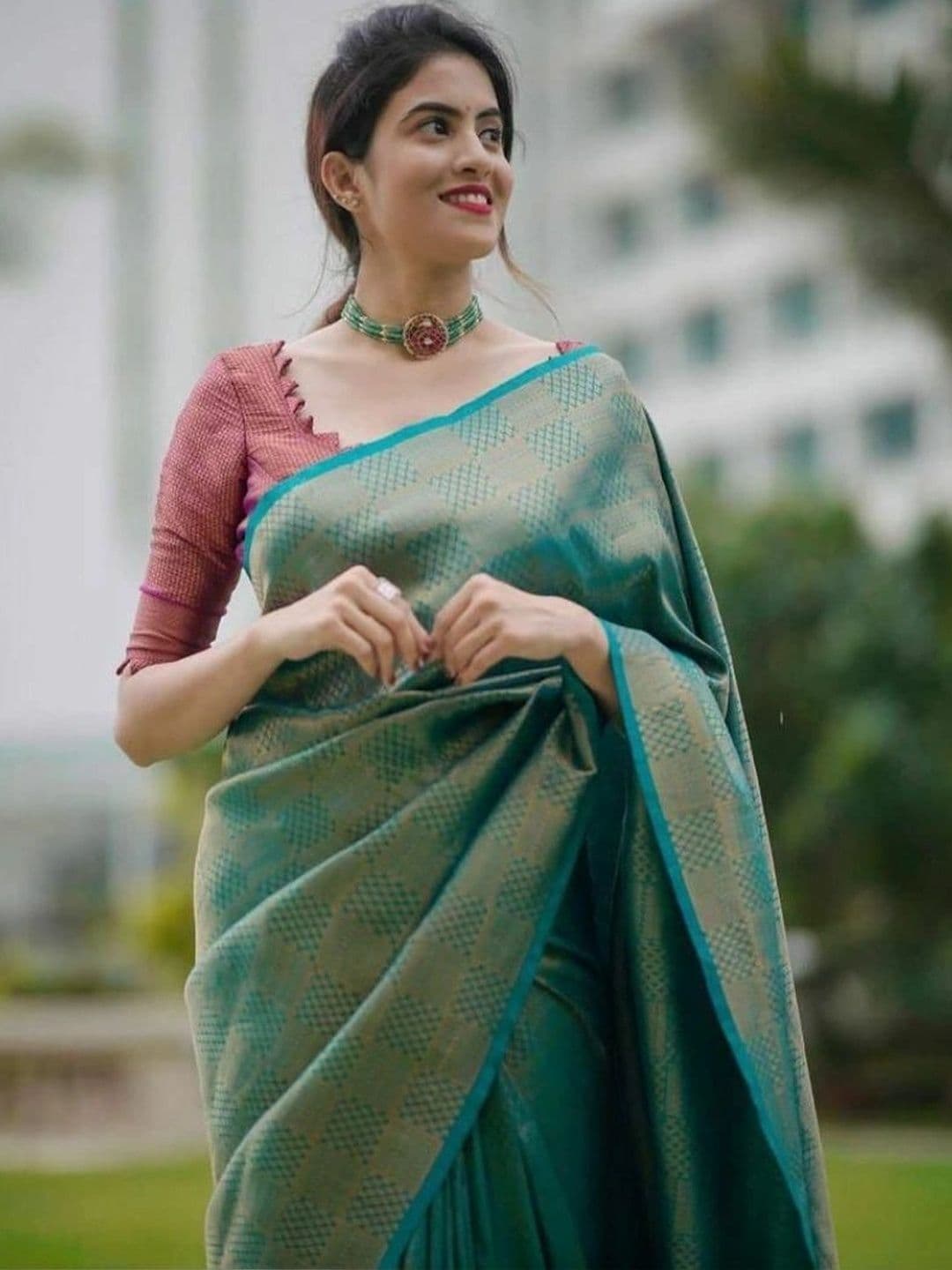 revika Woven Design Zari Art Silk Designer Kanjeevaram Saree thumbnail 3