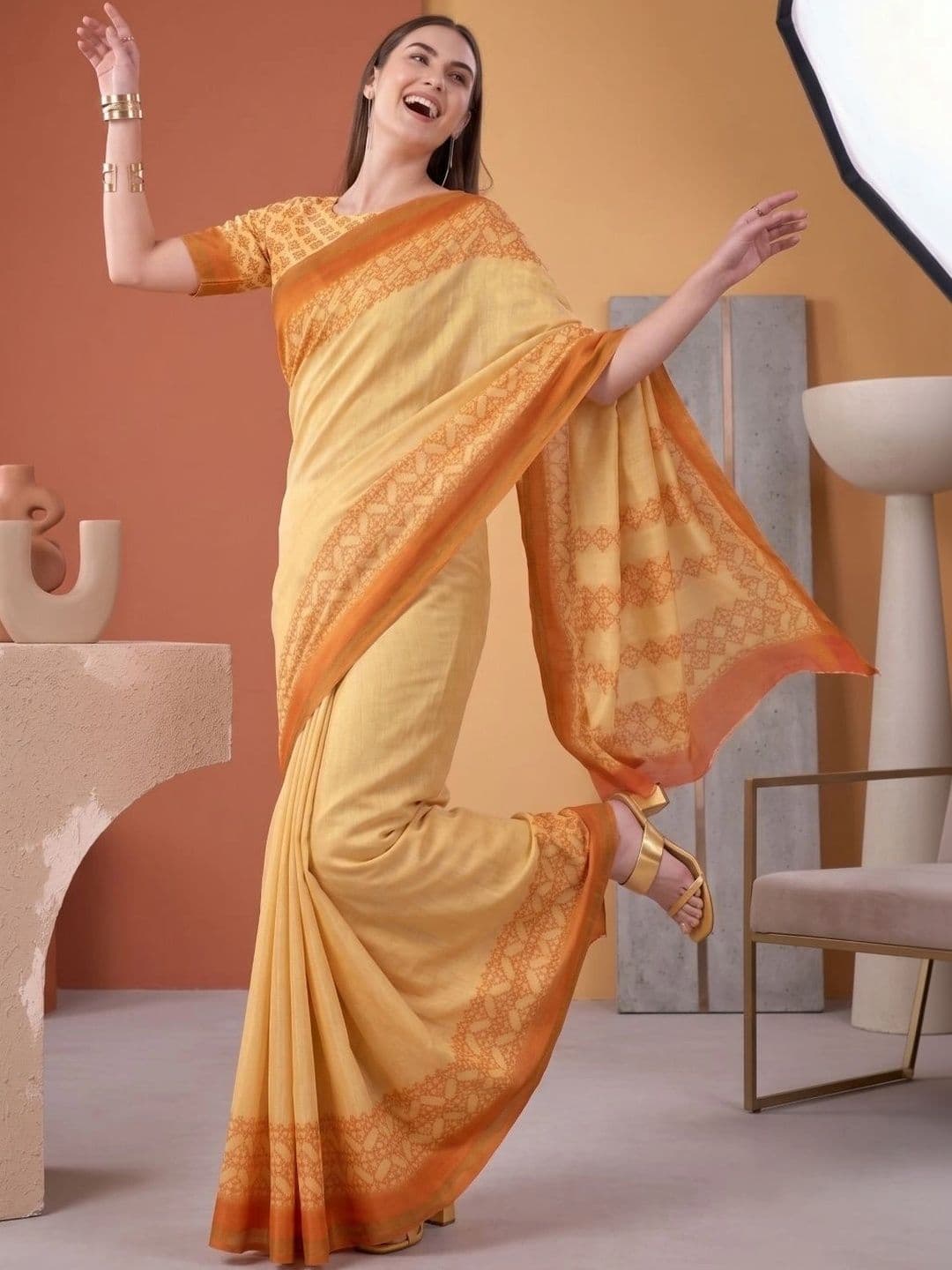 BORAD FASHION Designer Chanderi Saree thumbnail 3