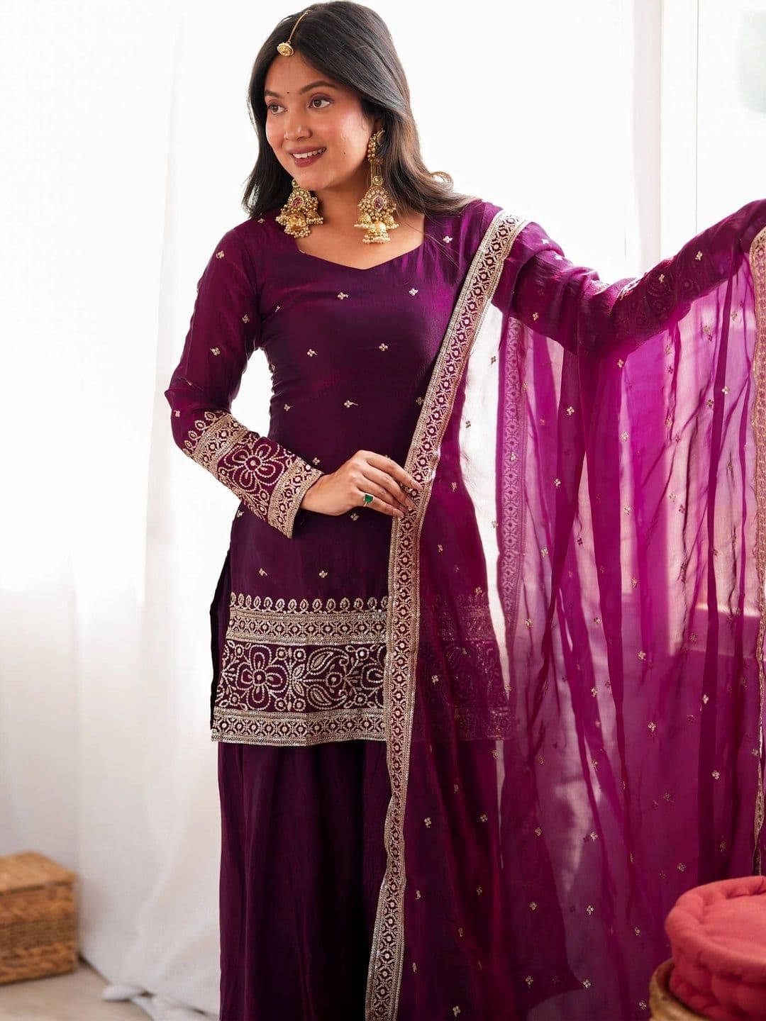 SAJAVAT ETHENIC WEAR Women Ethnic Motifs Embroidered Regular Kurta with Patiala & With Dupatta thumbnail 5