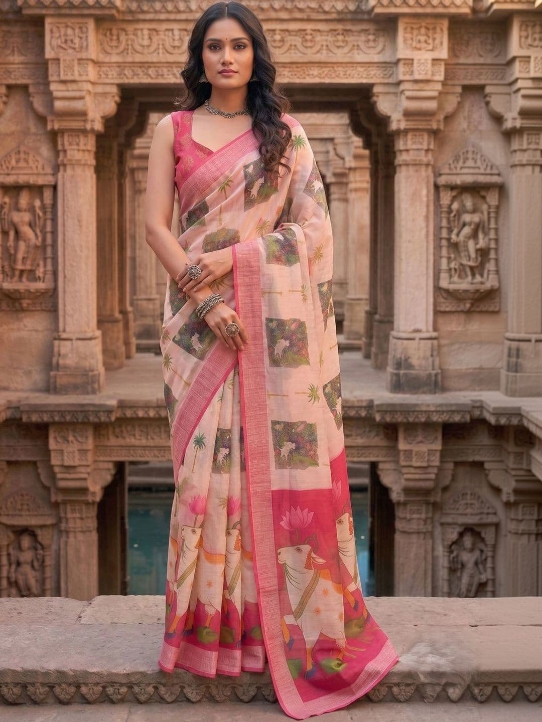 BORAD FASHION Women Designer Chanderi Saree thumbnail 3