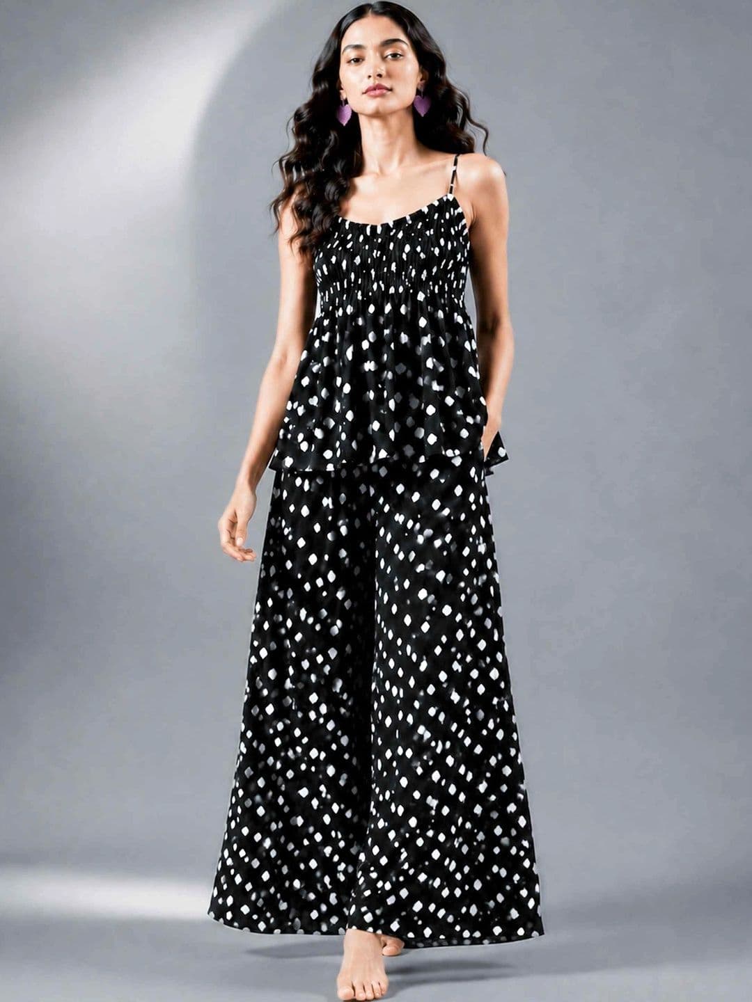 PamaWomen Women Printed Regular Pure Cotton Top with Palazzos thumbnail 3