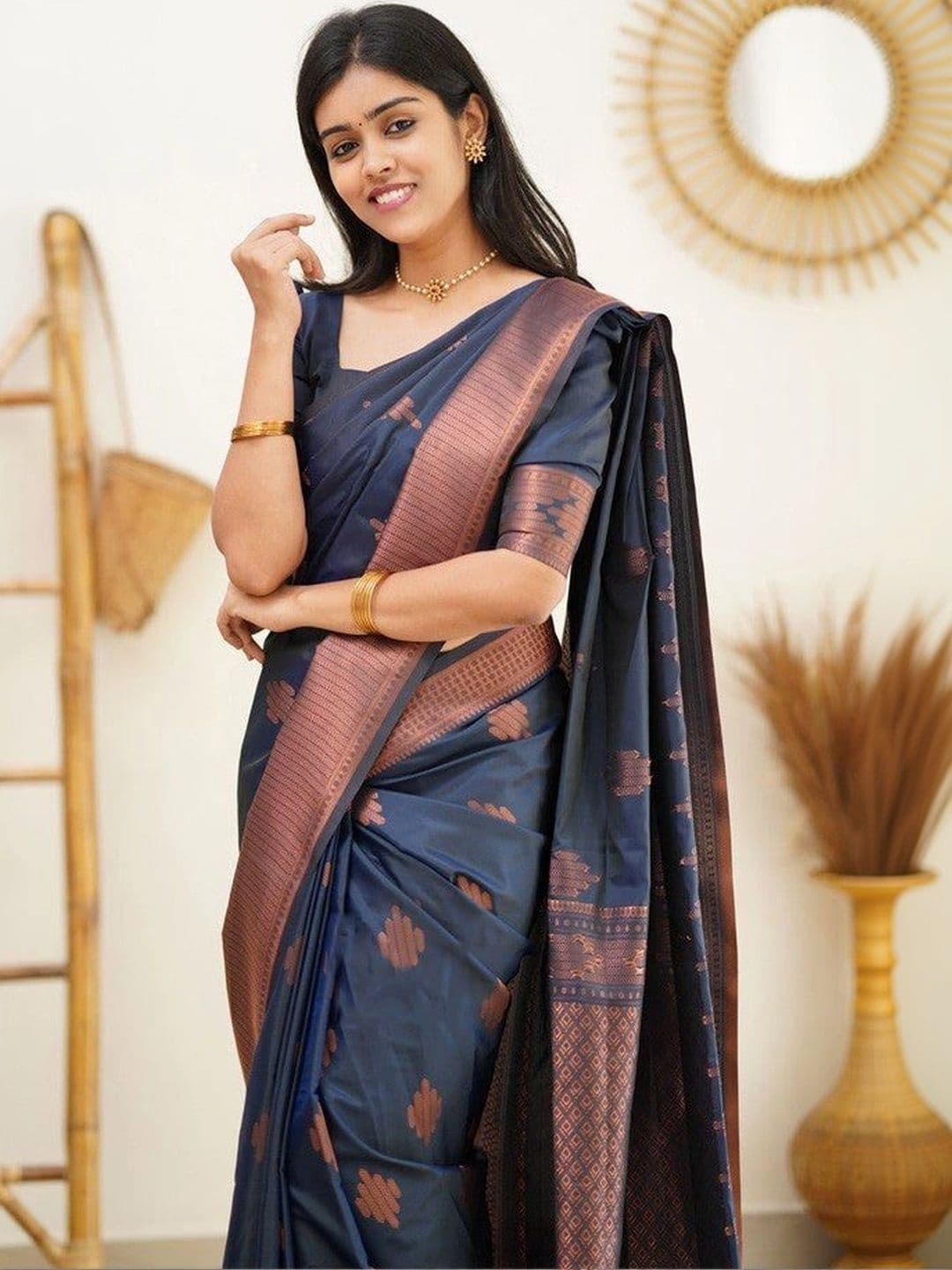 revika Woven Design Zari Art Silk Designer Kanjeevaram Saree thumbnail 4