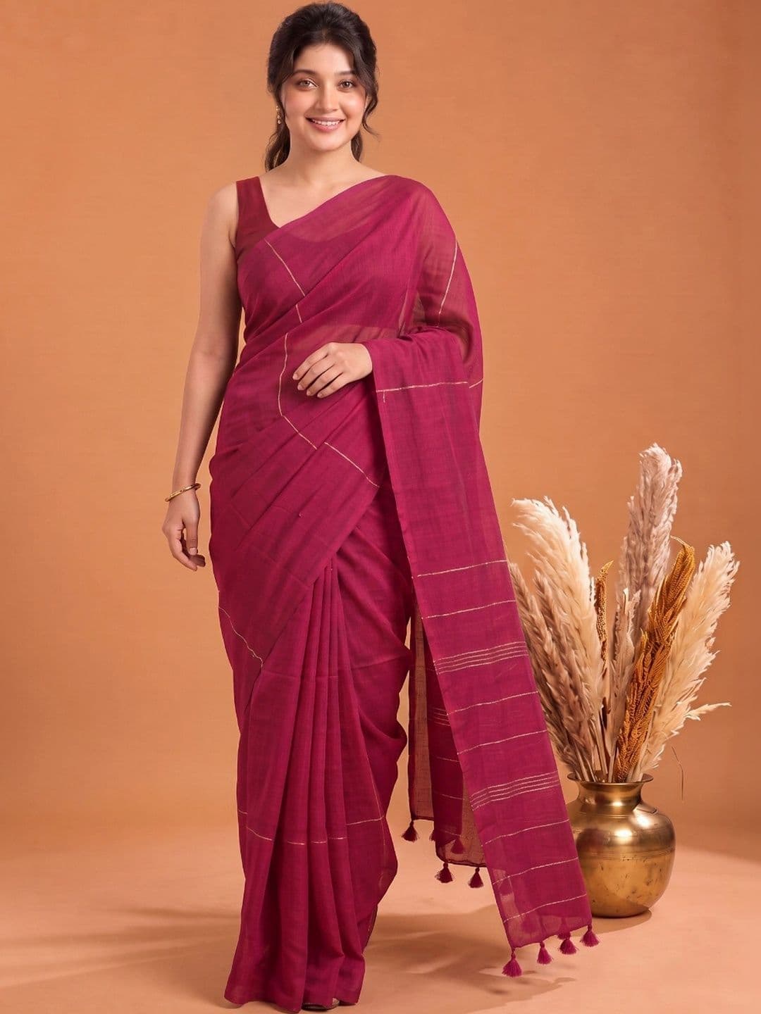 Aparna Striped Zari Pure Cotton Saree thumbnail 4
